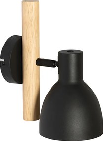 Rustykalna lampa ścienna czarna z drewnem - Flint