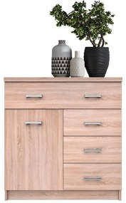 Komoda z Szufladami Drewniana do Salonu ELEGO 80 cm Dąb sonoma Nowoczesna