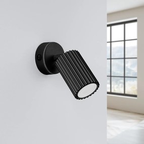Kinkiet KARBON czarny ryflowany z włącznikiem SOLLUX  LIGHTING