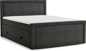 Antracytowe łóżko kontynentalne ze schowkiem 200x200 cm Fresco – Maison de Rêve
