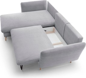 Masseno Narożnik NERA z funkcją spania i pojemnikiem na pościel Narozniki L, Rozkładana sofa - Szary, POSO 55