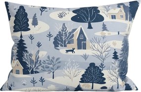 Flanelowa poszewka na poduszkę SNOWY VALLEY 50x70 cm, niebieska