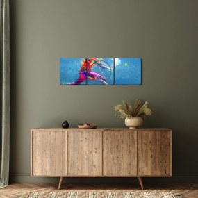 Obraz - Malowany tenisista (z zegarem) (90x30 cm)