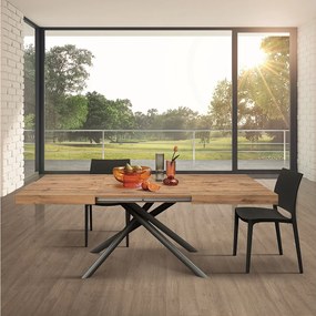 Drewniany stół, efekt dębu, antracytowa podstawa, długość 160x90-240x90cm - CARRARA