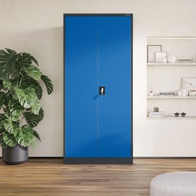 Szafa na dokumenty biurowa metalowa antracytowo-niebieska: JAN H, 900 x 1950 x 400 mm