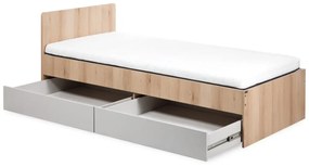 Łóżko młodzieżowe DALIA 90x200 buk/szare LITTLE SKY
