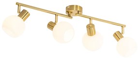 Plafon art deco złoty z opalowym szkłem 4-punktowy regulowany - Anouk