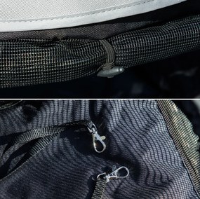 PawHut Wózek dla Zwierząt z Siatkowymi Oknami i Smyczami Bezpieczeństwa, 76Dł x 44S x 103W cm, Ciemnozielony