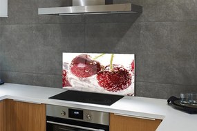 Panel szklany do Kuchni Czereśnie w Kroplach Wody