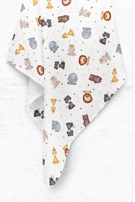 Biały koc dziecięcy muślinowy 75x100 cm Zoo – Mijolnir