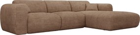 Kanapa narożna duża rozkładana typu express ze sztruksowego weluru w kolorze taupe - Materac 13 cm memory foam POGNI
