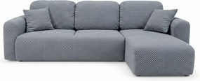 Stylowy narożnik rozkładany prawostronny BINGO L 245x148x87 cm w tkaninie Pop 14 szarej
