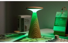 Lampa stołowa LED w naturalnym kolorze z drewnianym kloszem (wysokość 21 cm) Sylva – Gingko