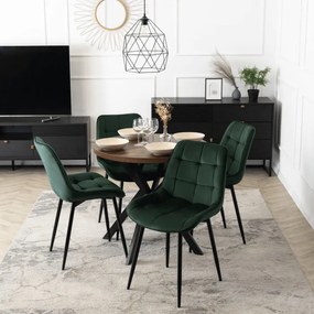 Stół Okrągły Rozkładany DORIAN 80-160 cm Dąb Rustykalny/Czarny Nowoczesny Loft