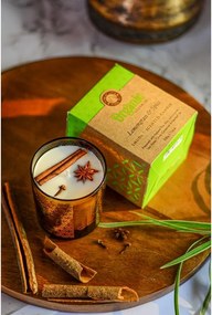 Organiczna świeca kadzidlana Lemongrass & Spice 200 g w szklanym słoiku ze złotą folią