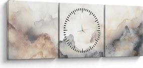 Obraz - Górska abstrakcja z teksturą marmuru (z zegarem) (90x30 cm)