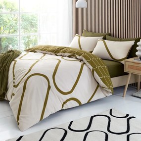 Pościel dwuosobowa w kolorze khaki/beżowa 230x220 cm Linear Curve – Catherine Lansfield