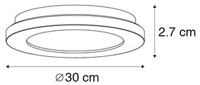 Plafon / Lampy sufitowe LED okrągły czarny 30cm 3-stopniowe ściemnianie IP44 - Steve Nowoczesny Oswietlenie wewnetrzne