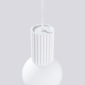 Lampa wisząca HALO 1 biała ryflowana SOLLUX  LIGHTING