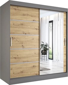 Szafa przesuwna 180 cm antracyt + dąb artisan D0-A73