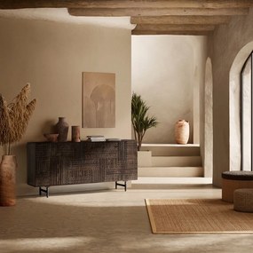 Ciemnobrązowa komoda z litego drewna mango 160x75x40 cm Kalai – MOME