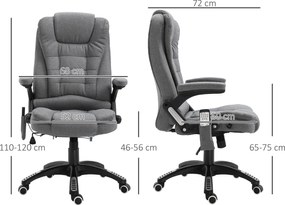 Vinsetto Fotel z masażerem fotel biurowy fotel do gier Regulowane siedzisko Maksymalny udźwig 120 kg Ciemnoszary | Aosom PL