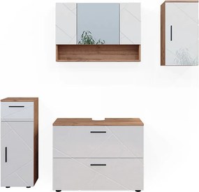 Zestaw mebli łazienkowych biały wysoki połysk/złoty dąb power 80x41x58.6 irma