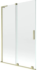 Mexen Velar L parawan nawannowy 2-skrzydłowy rozsuwany 120 x 150 cm, transparent, złoty szczotkowany - 896-120-003-01-55