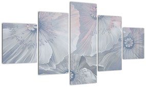 Obraz - Niebieskie kwiaty na ścianie (125x70 cm)
