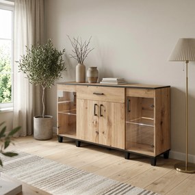 Komoda CORTEZA 160 cm do Salonu Sypialni z Szufladą Dąb artisan
