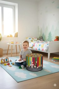 Okrągła kolorowa pufa dziecięca 8 wzorów M7-Z85