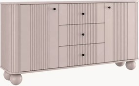 Komoda Vesper 160 cm z szufladami na kulach - kaszmir / czarne uchwyty / nogi kule