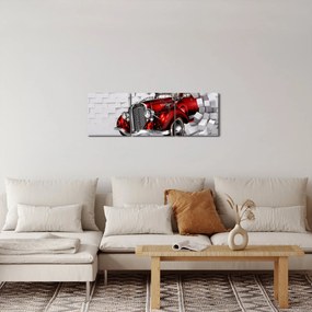 Obraz - Czerwony samochód (z zegarem) (90x30 cm)