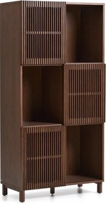 Ciemnobrązowy regał w dekorze orzecha z drzwiami przesuwnymi 84,5x170x42,5 cm Beyla – Kave Home