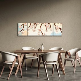 Obraz - Kwiaty na gałęziach, kolorowe (170x50 cm)