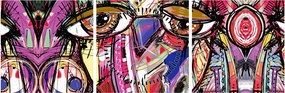 Obraz - Street art - sowa (z zegarem) (90x30 cm)