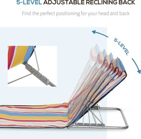 Outsunny Zestaw 2 mat plażowych, regulowane, składane, 124D x 53S x 37-50W cm, Wielobarwne