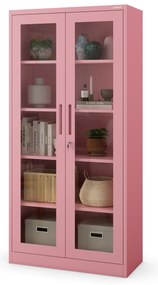 Szafa przeszklona AMELIA, 900 x 1850 x 400 mm, Fresh Style: pudrowy róż