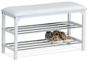 Półka na buty/taboret 2 piętra, biały, 80 x 30 x 45 cm