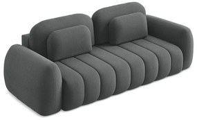 Ciemnoszara sofa rozkładana z materiału bouclé ze schowkiem 266 cm Pele – Makamii