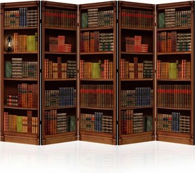 Parawan pokojowy 5-częściowy 225x172 Dwustronny dekoracyjny vintage klasyczny Brązowy Stara Angielska Biblioteka