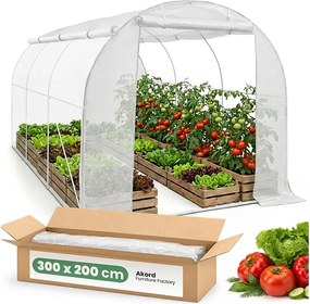 Tunel ogrodowy foliowy z rolowanymi ścianami Biały 200x300x200 cm