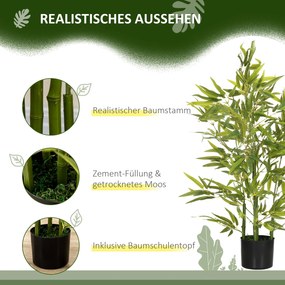 HOMCOM Sztuczne Drzewo, Sztuczna Roślina, 5 Gałązek, 504 Liście, Wytrzymała Doniczka, Plastik