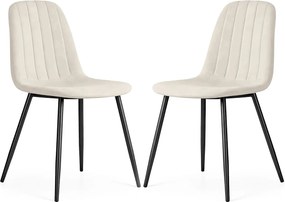 Zestaw 2 kremowych krzeseł welurowych E7-L81