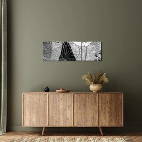 Obraz - Malarstwo afrykańskie (z zegarem) (90x30 cm)