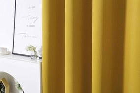 Żółta zasłona OXFORD 140x250 cm Zawieszanie: Taśma z wiązaniami