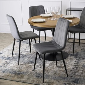 Stół Okrągły LINO 100 cm Dąb Złoty/Czarny Nowoczesny Loft