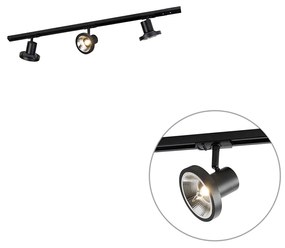 Nowoczesny system oświetlenia szynowego z 3 czarnymi reflektorami jednofazowymi 100 cm - Iconic Jeany Nowoczesny Oswietlenie wewnetrzne