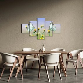 Obraz motyli na kwiatku (125x70 cm)