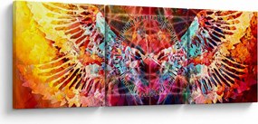 Obraz - Merkaba ze skrzydłami, abstrakcja (z zegarem) (90x30 cm)